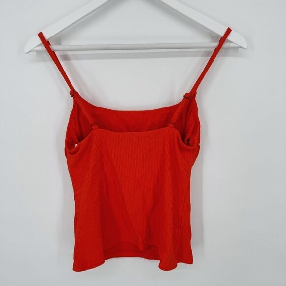 Andie The Longline Tank Tankini In Ribbed Siren Orange Med NWT - Picture 4 of 10
